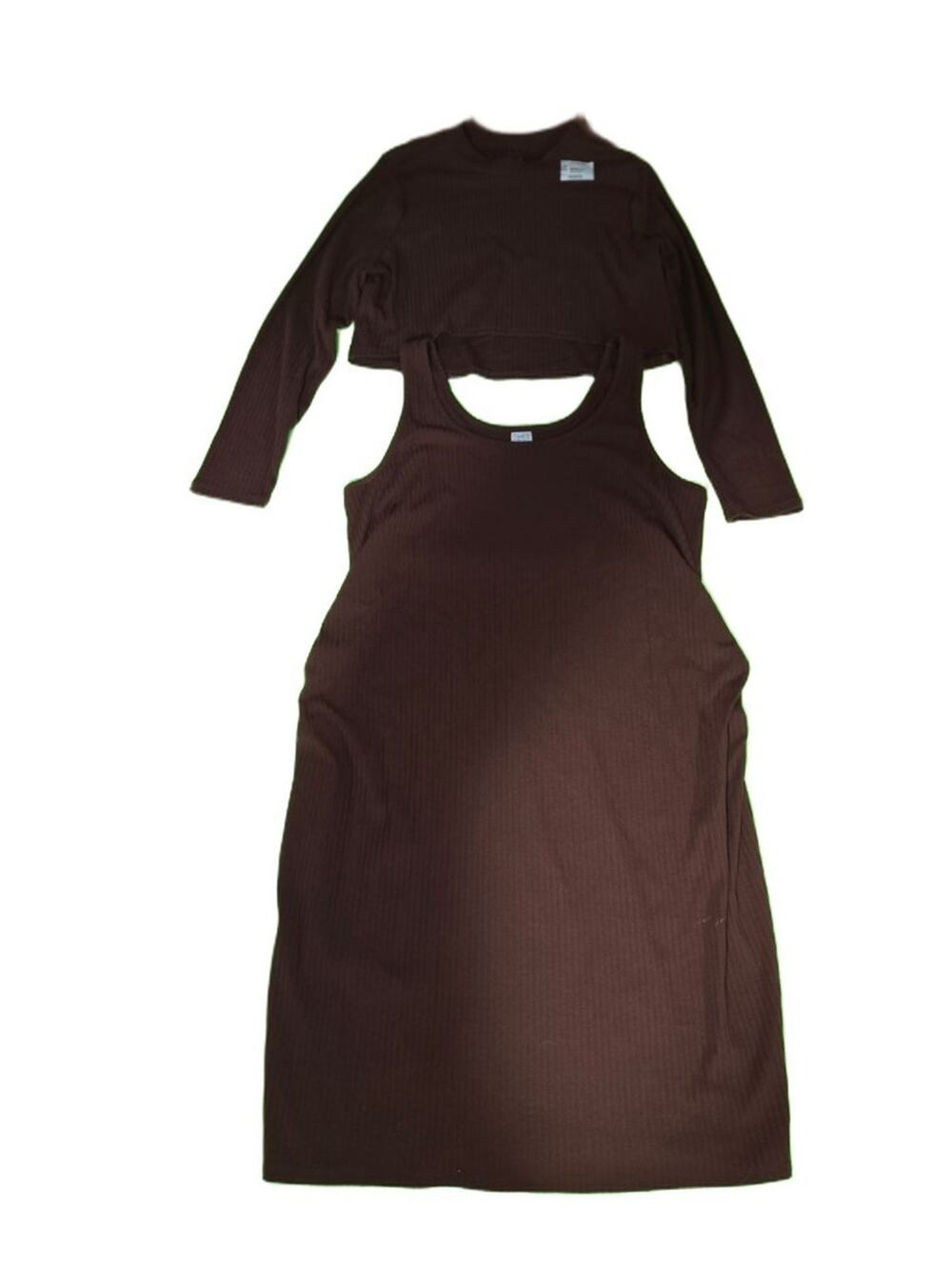 Brown Long Sleeve Knit Dress L 12 -14